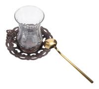 Operitacx Vintage Glass Tea Cup and Saucer Set with Spoon for Home Serving