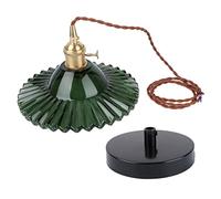 Operitacx Vintage Style Single Head Chandelier Ceiling Lamp with Green Glass Shade and Black Base Simple Retro Pendant Light for Bar Restaurant Cafe and Home Energy Saving and Eye Friendly