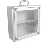 Operitacx Wall-mounted Locking Medicine Box Visible Key Lock Emergency First Aid Storage Cabinet Sturdy Small Size for Community and Outdoor Use