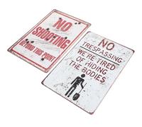 Operitacx Warning Signs Caution Boards Weather-resistant Iron 2pcs with Retro Style, Rust-resistant Metal for Garden or Private Property Outdoor Use