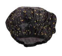 Operitacx Waterproof Bow Shower Cap Double-layer Oxford Fabric Bathing Hair Cover Elastic Band for Women, Starlight Pattern Sleep and Bath Hair Bonnet