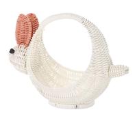 Operitacx White Plastic Bunny Woven Basket Lightweight Wear Resistant Cute Simple Paper Woven Basket with Handle for Easter Egg Hunt and Fruit Storage
