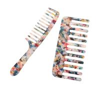 Operitacx Wide Tooth Hair Comb, 2pcs Made of Sturdy Acetate Sheet Lightweight for Wet and Dry Hair Styling Suitable for Traveling Use at Home the Go