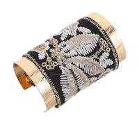 Operitacx Women Hair Accessories Elegant Alloy Ponytail Holder Hair Clips, Black Embroidered Design, Comfortable Secure Hold for Weddings and Special Occasions