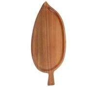 Operitacx Wood Leaf Shape Sushi Serving Plate with Dull Polish Design and Smooth Lines, Stylish Khaki Wood Tray for Party and Catering Use