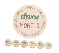 Operitacx Wooden Baby Monthly Milestone Discs Light Green 1 Month Baby Celebration Marker with Double-sided Cards Portable Keepsake for Newborn Photography