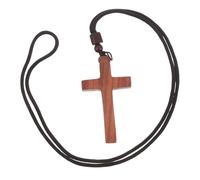 Operitacx Wooden Cross Pendant Necklace for Men Women Vintage Sandalwood Crucifix Jewelry for Everyday Wear Church Handcrafted Lightweight Memorable Present