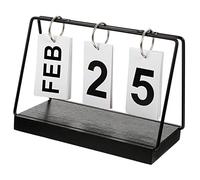 Operitacx Wooden Desktop Perpetual Countdown Calendar Modern Style Decorative Desk Calendar with Manual Date and Month Blocks Monthly Timer for Home and Office Table Display