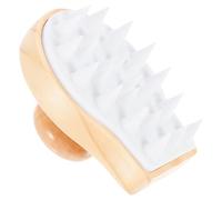 Operitacx Wooden Handle Shampoo Brush Head Massage Brush Portable Design Silicone Material Gentle Scalp Care Do Not Damage Scalp for Use at Home on The Go Hair Washing Comb