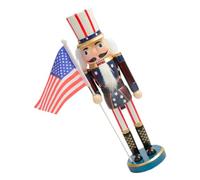 Operitacx Wooden Nutcracker Soldier Figurine Nutcracker Ornament with Patriotic Design for Holiday Decoration and Tabletop Centerpiece Suitable for Windowsills and Independence Day