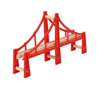 Operitacx Wooden Train Track Bridge Raised Railway Set for Ages Compatible with All Brands Red Wooden Elevated Bridge Construction for Creative Holiday Play