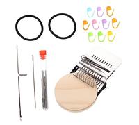 Operitacx Wooden Weaving Loom DIY Kit with 10 Needles, 3 Black Bands, and 9 Needle Bottles for Hand Knitting and Clothes Mending, Mini Craft Tool Set for Beginners and Hobbyists