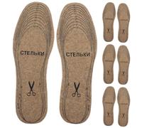 Operitacx Wool Felt Insoles Adjustable Size 4 Pairs Non-Slip Cushioned Shoe Inserts Shock-Absorbing Foot Sole Pads for Cold Weather Women