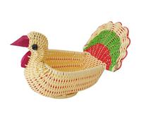 Operitacx Woven Basket Made of Sturdy Pp Material Chicken Shaped with Wear Resistance Cute Imitation Rattan Fruit Organizer and Bread Holder for Home and Party Storage