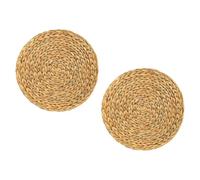 Operitacx Woven Placemats Round Table Mat 2Pcs Handwoven Coaster Gourd Grass Heat-Insulated for Teapot Cups Daily Use 20cm
