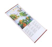 Operitacx Year of Horse Wall Calendar Imitation Rattan Feng Shui Hanging Scroll Fade Resistant Lunar Year Decor with Monthly Writing Space for Home and Office Organization