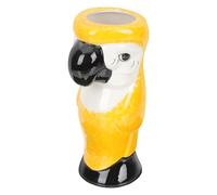 Operitacx Yellow Porcelain Tiki Mug with Parrot Shape, Safe and Healthy Party Cocktail Cup for Hawaii Party, Creative Decoration with Craftsmanship and Unique Style