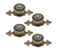 Operitacx Zinc Alloy Cabinet Knobs with Backplate 4pcs European Vintage | Single Hole Design, Raised Floral Patterns, Matte Metallic Finish, Easy Installation, Enhanced Grip