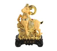 Operitacx Zodiac Goat Figurine, Resin Prosperity Sheep Statue with Cabbage, 2027 Chinese New Year Wealth Ram Ornament, Feng Shui Animal Sculpture Tabletop Decor