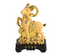 Operitacx Zodiac Goat Figurine with Ingots, Resin Prosperity Sheep Statue for 2027 Chinese New Year Tabletop Decor, Feng Shui Wealth Ram Ornament, Animal Sculpture
