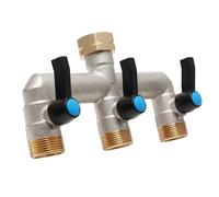 OPERMAXER 3-Way Distributor [Large Flow], 3/4 Inch Tap Water Distributor Made of Nickel-Plated Brass, Extended Metal Handle, Larger Outlet for More Efficient Garden Watering