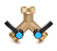 OPERMAXER Garden Hose Y Valve Hose Splitter,2 Way Heavy Duty Hose Splitter with Metal Extension Handles and Individual On/Off Valve,3/4-Inch Female Inlet and 3/4-Inch Male Outlet (Normal Flow Style)