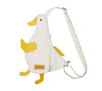 Opexicos 1Pcs Duck Shaped Sling Bag Funny Cartoon Crossbody Bag Cute Nylon Chest Purse, White