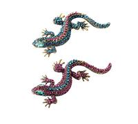 Opexicos 2Pcs Funny Lizard Diamond Gecko Party Pin Clothes Jewelry Vintage Metal Brooch