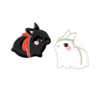 Opexicos 2Pcs Happy Dancing Rabbit Pin Cute White Twist Butt Bunny Badges Brooches Enamel Lapel Pin Backpack Accessories Gift White Black