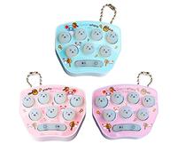 Opexicos 3Pcs Pink Blue Purple Mini Fidget Whack a Mole Game Decompression Keychain
