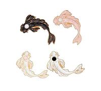 Opexicos 4Pcs Koi Goldfish Carp Fish Brooch Cartoon Pink White Black Enamel Pin pins badges Lucky for Gift Animal