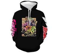 Opeybews JoJo Adventure Hoodie Pullover JJBA Sweatshirt Unisex Cosplay Costume Tracksuit, Black, Large