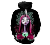 Opeybews Nightmare Before Christmas Jack Sally Novelty Hoodie 3D Print Sweatshirts, Red, Medium