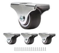 Opfiue 4 PCS 1 Inch Caster Wheels, Metal Top TPE Rubber Low Profile Casters, Small Rigid Fixed Casters for Furniture Rolling Cabinet Trundle Bed/Drawers