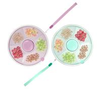 OPFYWF 2 Pcs Kids Snack Spinner Toddler Spinner Snack Box with 5 Compartments and Lid Portable Spinners Reusable Kids Container Serving Tray for Fruit, Candy, Nuts, Desserts (Mint Green+Purple)