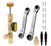 OPFYWF Valve Core Removal Installer Tool and Wrench Set 1/4 Inch and 5/16 Inch Port Valve Core Remover Installer Tool Air Conditioning Line Repair Tools for R22/R12/R407/R410/R404/R32 AC System