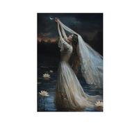 Ophelia Dark Academia Print - Moonlit Lake, Gothic Victorian Wall Art-1