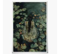 Ophelia Dark Academia Print poster - Girl in the water lily Moody Victorian Wall Art Dark Cottagecore Gothic Art vintage wall Aesthetic Home Decorations Unframed12x16inch