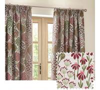Wylder Ophelia Floral Jacquard Pencil Pleat Curtains In Rednut 229 X 137Cm, Multi