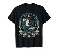 Ophelia Moonlight Woman with Flower Under Stars and Moon T-Shirt
