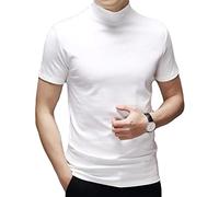 Ophestin Men's Casual T Shirt Slim Fit Basic Tops Knitted Thermal Turtleneck Pullover Sweater Mock Turtleneck Shirts White XXL