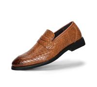 Ophestin Men's Loafers Moccasins Weave Formal Dress Shoes Slip-On Driving Business Shoes Brown 6.5uk
