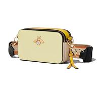 Ophlid Bee Purse Camera Crossbody Bags for Women Trendy Small Snapshot Bag Wide Strap Leather Shoulder Clutch Handbags, Yellow