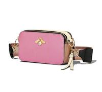 Ophlid Bee Purse Camera Crossbody Bags for Women Trendy Small Snapshot Bag Wide Strap Leather Shoulder Clutch Handbags, Pink