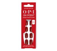 OPI On Point Big Candy Apple Red | Short Round Bright Red with Gold Glitter Nail Art Press On Nails | 24 Count with Nail Glue | Long Lasting Reusabl
