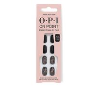 OPI On Point Swirl Next Door | Short Round Black with Abstract Swirls Nail Art Press On Nails | 24 Count with Nail Glue | Long Lasting Reusable Non