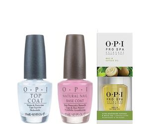 OPI Set ~ Natural Nail Base & Top Coat 2 x 15ml + Pro Spa Cuticle Oil 14.8ml ~