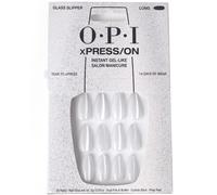 OPI xPRESS-ON Glass Slipper - Soft White Velvet Long and Almond Shaped Press On Nails - With Nail Glue - Long Lasting, Reusable and Non-Damaging False