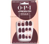 OPI xPress/ON Press On Nails Up to 14 Days of Gel-Like Salon Manicure Vegan Sustainable Packaging With Nail Glue Burgundy Color Block Nail Art S