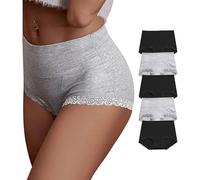 OPIBOO Women's Cotton Underwear,Ladies Soft Strech Tummy Control Comfy No Muffin Panties Boy Shorts, Multicoloured 3, 4XL